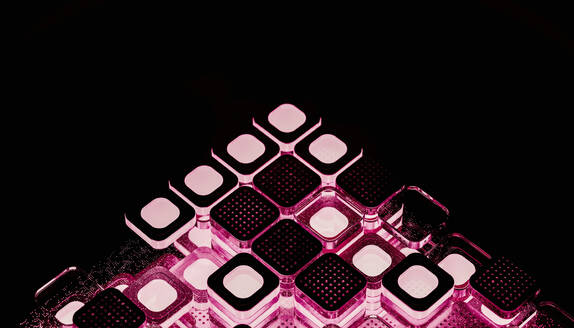 Black computer chips illuminated with pink light - JPF00494