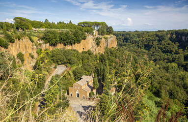 Italy, Lazio, Castel SantElia, View of Basilica di SantElia in summer - MAMF02974