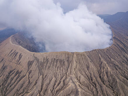 Aerial view of active volcano Bromo in Sukapura, Jawa Timur, Indonesia. - AAEF28258