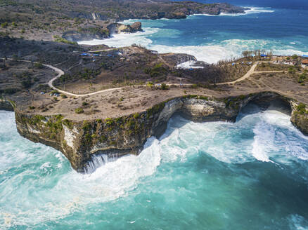 Aerial view of coastal rocks, Sakti, Klungkung, Bali, Indonesia. - AAEF28278