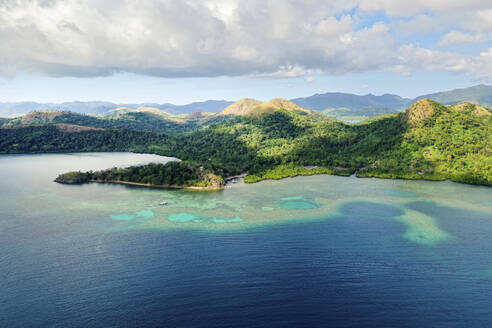 Aerial view of Uson Island, Coron Town Proper, Coron, Palawan, Philippines. - AAEF28293