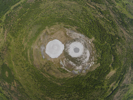 Aerial view of Sakhalin Island with craters and volcano, Makarov, Russia. - AAEF28376