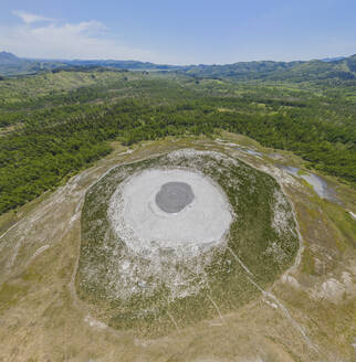 Aerial view of Sakhalin Island with volcanic craters and lush green forests, Makarov, Sakhalin, Russia. - AAEF28377