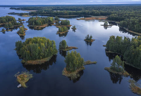 Aerial view of Vuoksi River in Romashkinskoe, Karelia, Russia. - AAEF28396
