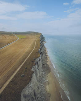 Luftaufnahme des Strandes von Sangatte und der Küstenlandschaft, Pas de Calais, Frankreich. - AAEF28498