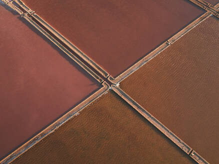Aerial view of a geometrical Salt pans of Trapani and Marsala in Sicily, Italy. - AAEF28657