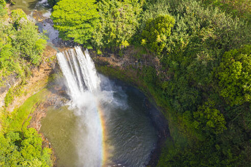 Aerial view of Wailua Falls, Wailua River, Kauai, Hawaii, United States. - AAEF28701