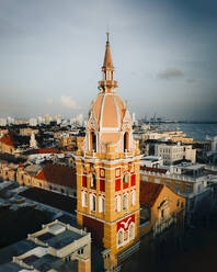 Aerial drone view of the Cathedral of Cartagena de Indias in Cartagena, Colombia. - AAEF28755