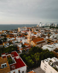 Aerial drone view of the Cathedral of Cartagena de Indias in Cartagena, Colombia. - AAEF28756