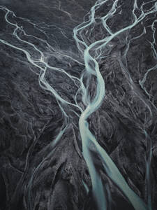 Aerial view of a braided river, Iceland. - AAEF28786