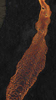 Aerial view of a lava river during the eruption in Iceland. - AAEF28837