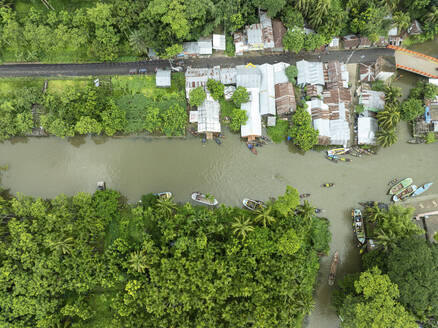 Luftaufnahme eines schwimmenden Guavengartens mit schöner grüner Landschaft in Pirojpur, Barisal, Bangladesch. - AAEF28891