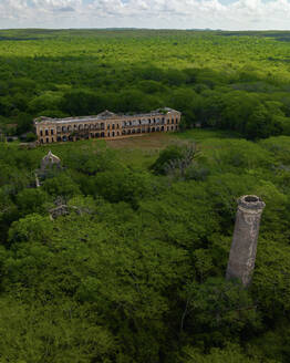 Aerial view of Hacienda Tabi, Ticul, Yucatan, Mexico. - AAEF28964