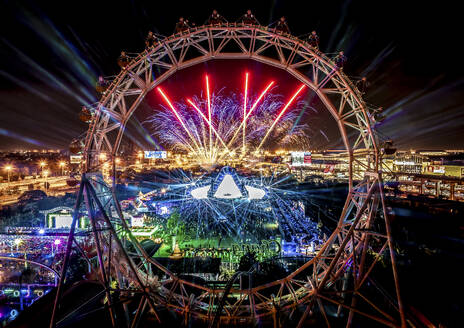 Aerial view of a firework at music festival in Bangkok, Thailand. - AAEF29079