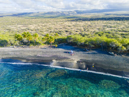 Aerial view of Keawaiki Bay, Big Island (Hawaii Island), Hawaii. - AAEF29093