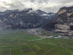 Luftaufnahme eines Weinbergs in Salorno, Südtirol, Italien. - AAEF29226