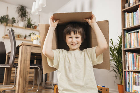 boy with a cardboard box on his head - ELMF00172