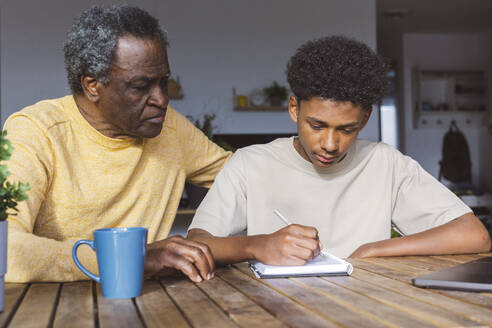 African American grandfather and grandson at home. Madrid/Spain - ALZF00121