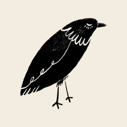 A stylized, hand-drawn image of a crow in black and white, showcasing a minimal and contemporary design style suitable for various applications - ADSF55376